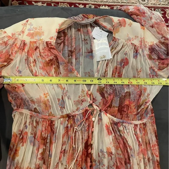 Zimmermann Devi Gathered Yoke Long Sleeve Chiffon Dress NWTsizeAU 2 ( US 8 )